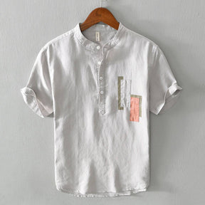 Camisa-Linho-Masculina-Letter-Camiseta-Camiseta-Masculina-Camiseta-Masculina-Manga-Curt-Camiseta-Masculina-Basica
