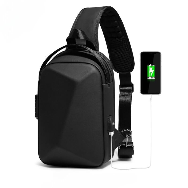 Shoulder Bag Preta Masculina Modelo USB