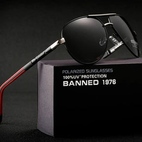 Óculos de Sol Aviador Polarizado Banned Racer Prata - Estojo Couro - 1
