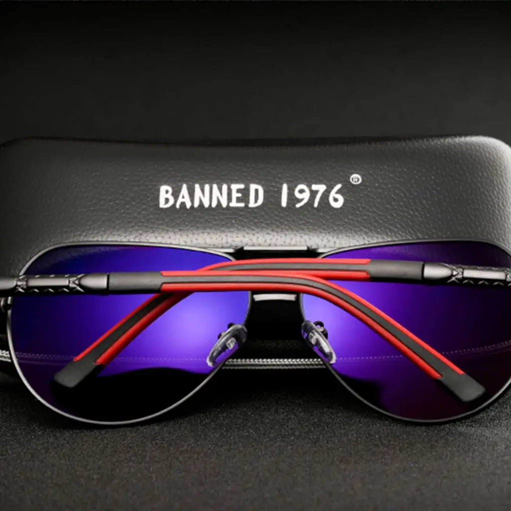 Óculos de Sol Aviador Polarizado Banned Racer Prata - Estojo Couro - 2