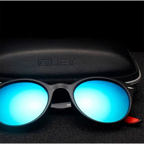 Óculos de Sol Redondo Oley Modelo Retro Azul - 2