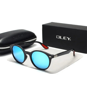 Óculos de Sol Redondo Oley Modelo Retro Azul - 6