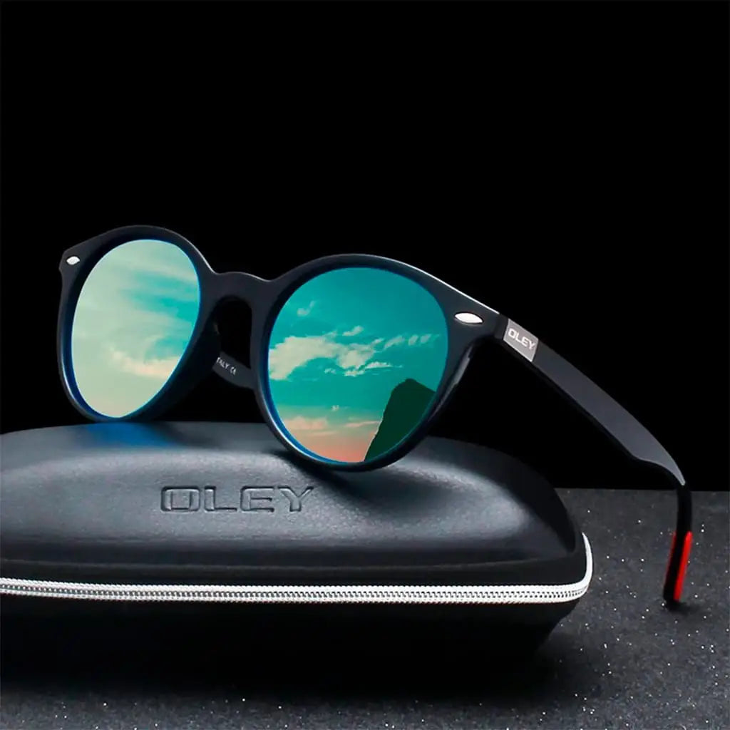 Óculos de Sol Redondo Oley Modelo Retro Azul - 1