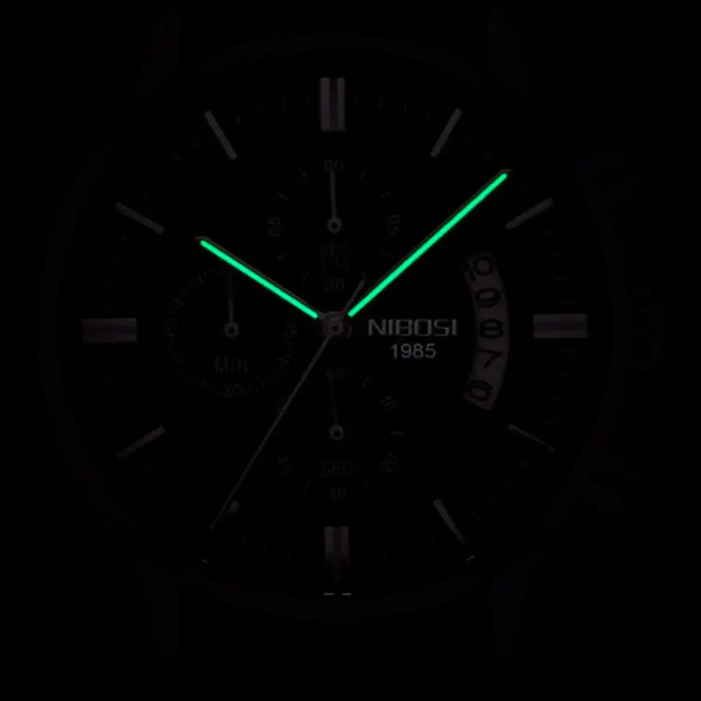 Relógio Masculino Aço Nibosi Mod 1985 Prata Com Preto - 6