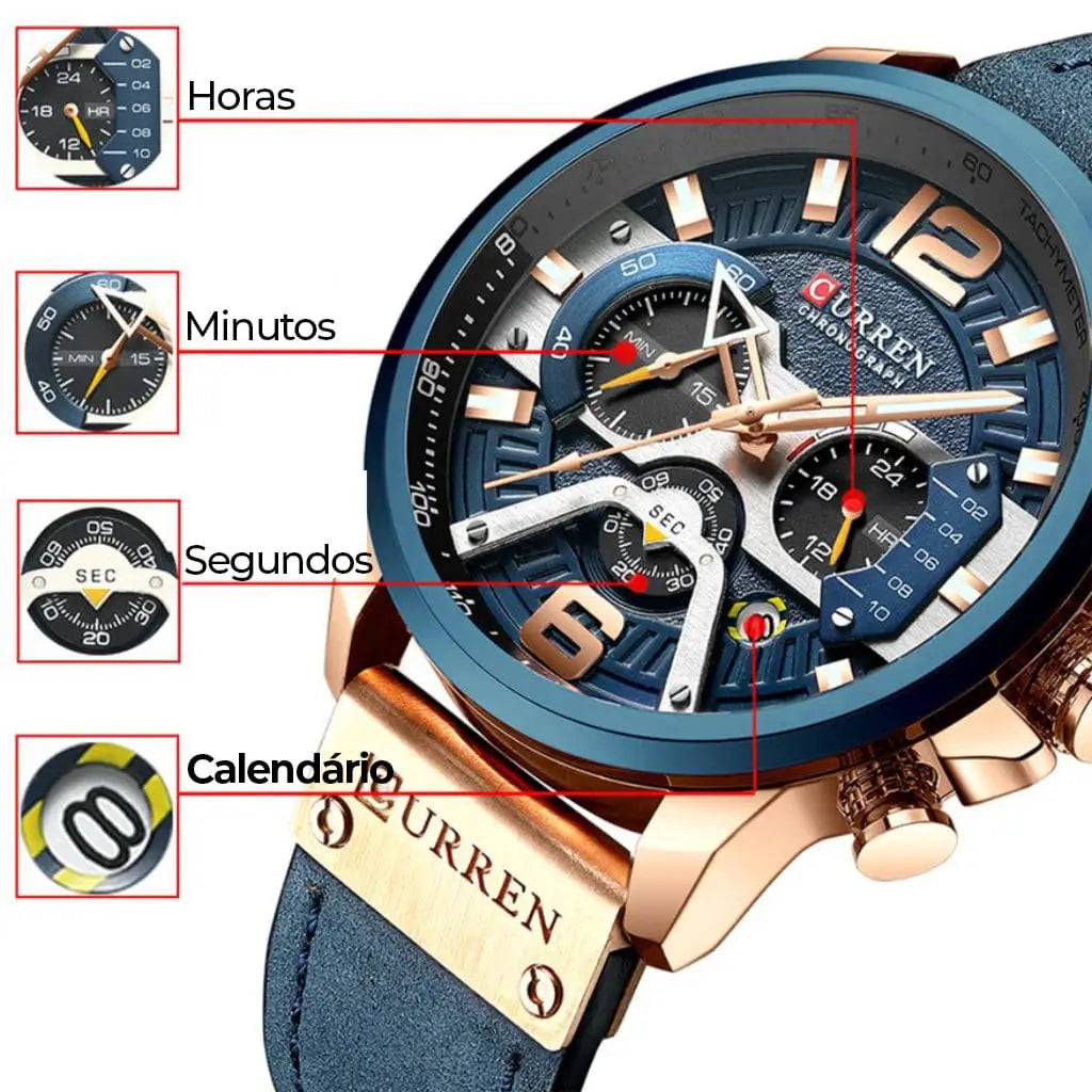 Relógio Masculino Curren Precision Azul - 4