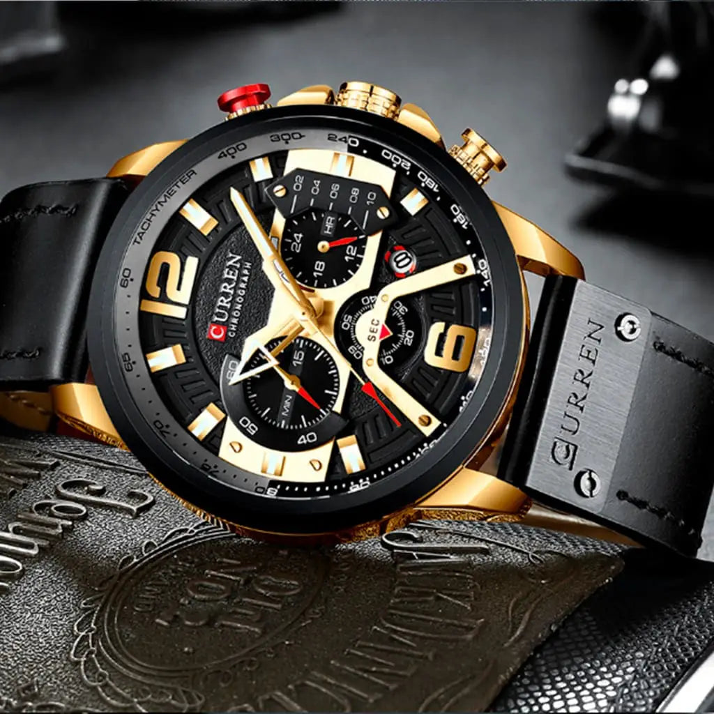 Relógio Masculino Curren Precision Dourado com Preto - 3