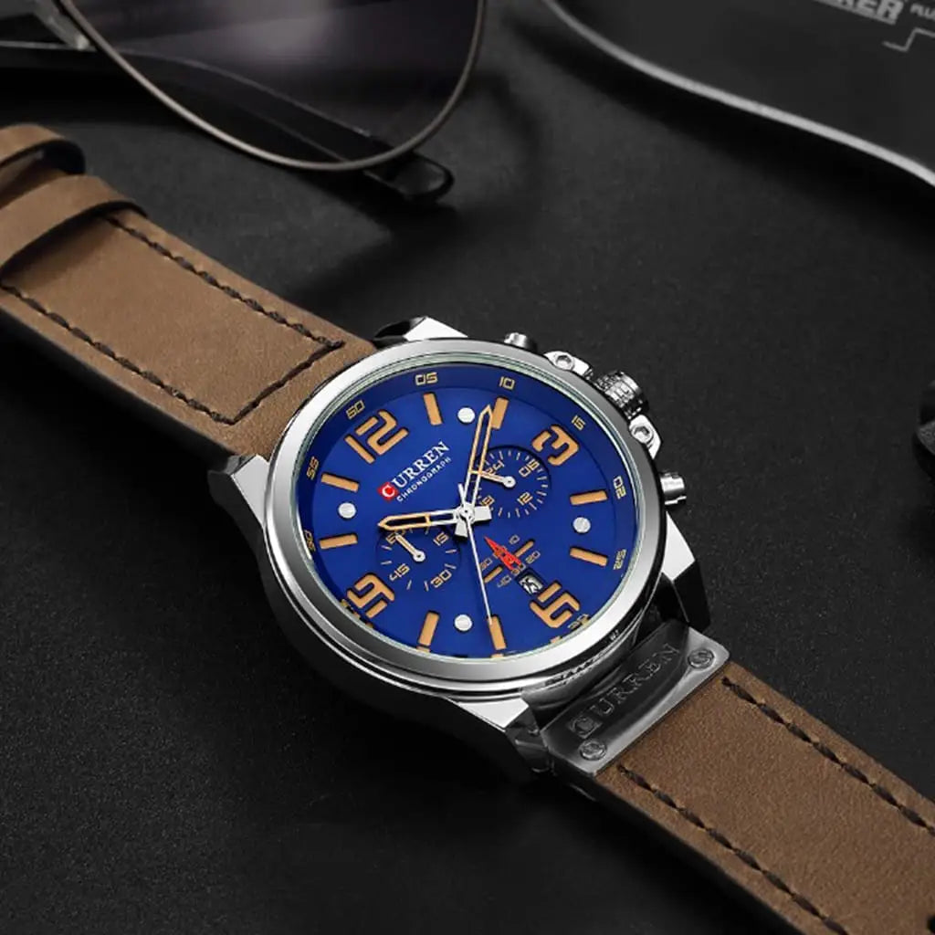 Relógio Masculino Esportivo Curren Venture Prata com Azul - 3