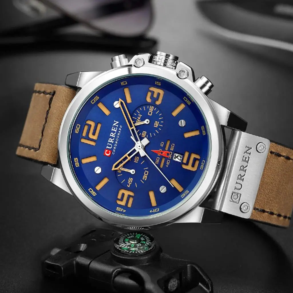 Relógio Masculino Esportivo Curren Venture Prata com Azul - 1