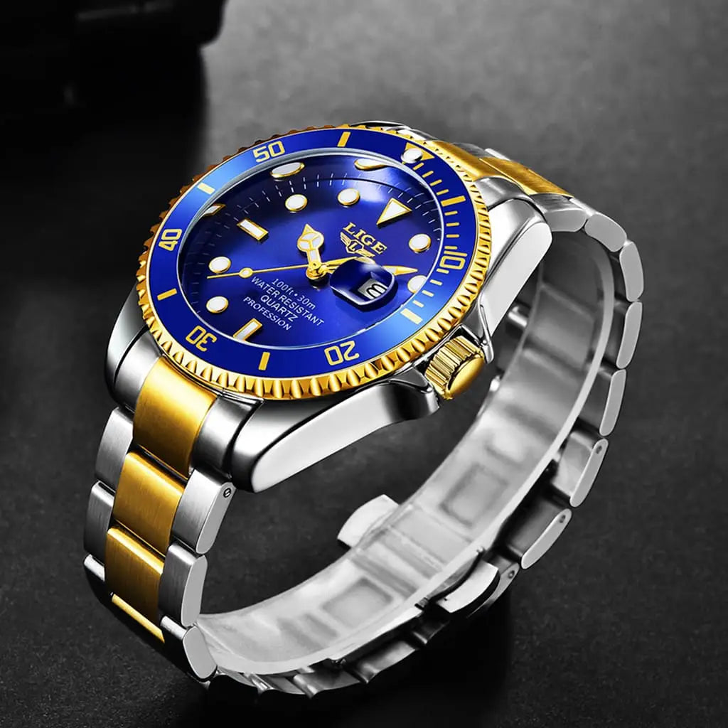 Relógio Masculino Lige Profession Azul com Dourado - 1