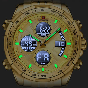 Relógio Masculino Naviforce Explorer Prata com Verde - 3