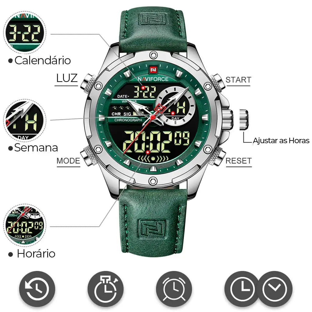 Relógio Masculino Naviforce Modelo 9208 - Preto com Dourado - 4