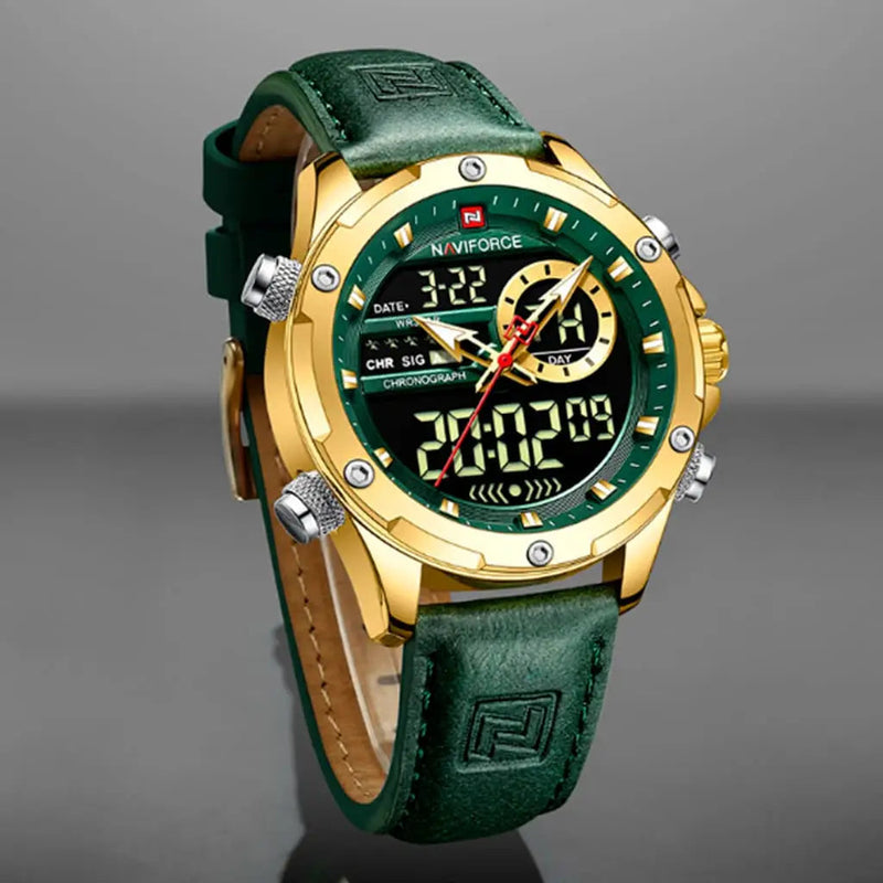 Relógio Masculino Naviforce Modelo 9208 - Verde com Dourado - 1