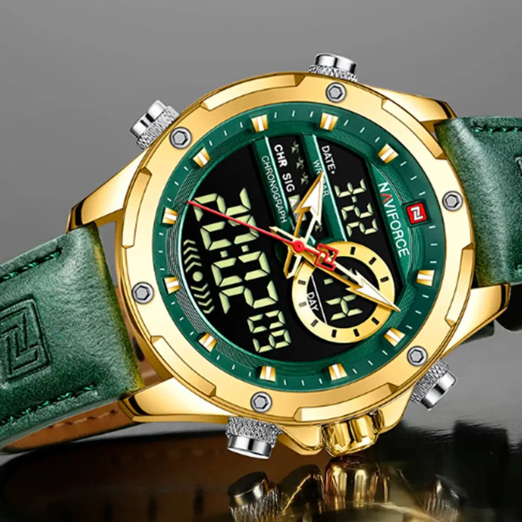 Relógio Masculino Naviforce Modelo 9208 - Verde com Dourado - 3
