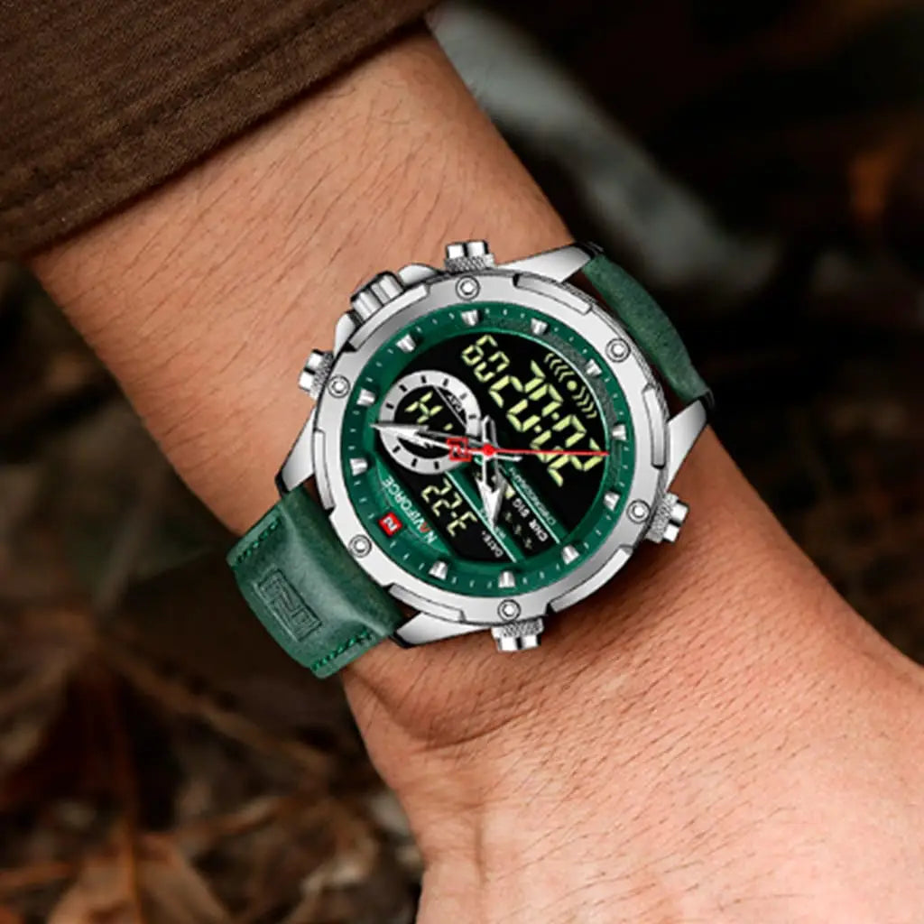 Relógio Masculino Naviforce Modelo 9208 - Verde com Prata - 2