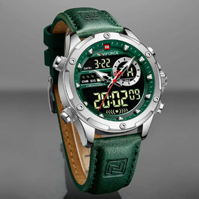 Relógio Masculino Naviforce Modelo 9208 - Verde com Prata - 1